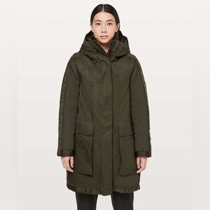 Lululemon Out In The Elements 3 in 1 Parka 2 Jackets Dark Olive $598 Size 6
